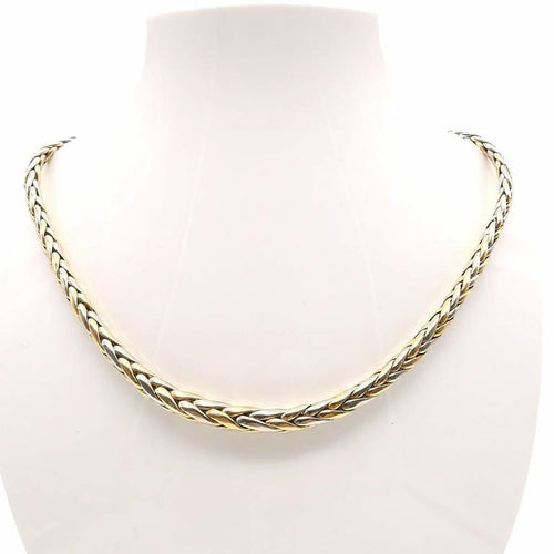 Collier Collier maille palmier en chute en or jaune et or blanc 18 carats 58 Facettes