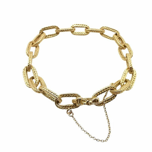 Bracelet Bracelet en or jaune 18 carats avec chaînette de sûreté 58 Facettes