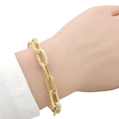 Bracelet Bracelet en or jaune 18 carats avec chaînette de sûreté 58 Facettes