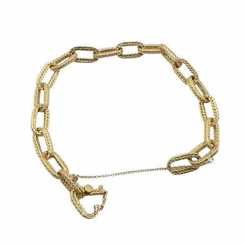 Bracelet Bracelet en or jaune 18 carats avec chaînette de sûreté 58 Facettes