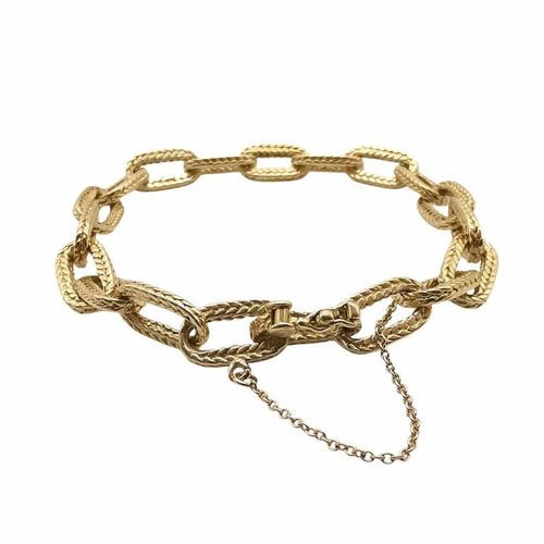Bracelet Bracelet en or jaune 18 carats avec chaînette de sûreté 58 Facettes