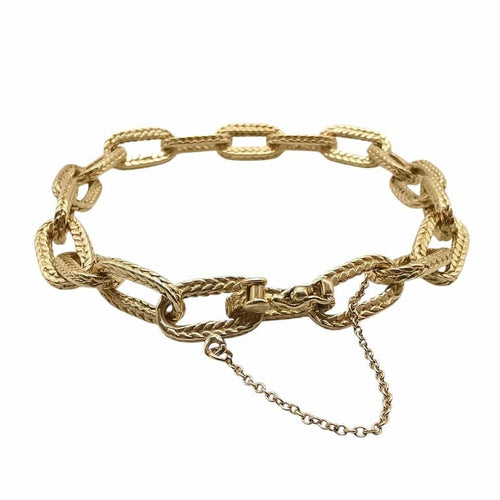 Bracelet Bracelet en or jaune 18 carats avec chaînette de sûreté 58 Facettes