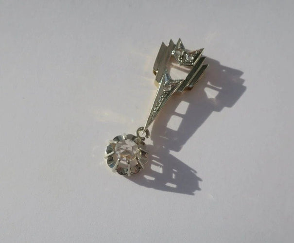 Pendentif Art Déco - Pendentif flèche en or jaune, or blanc et diamants 58 Facettes