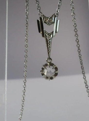 Pendentif Art Déco - Pendentif flèche en or jaune, or blanc et diamants 58 Facettes