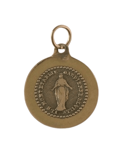 Pendentif Notre-Dame de Fourvière - Médaille pendentif biface XIXe en or jaune 58 Facettes