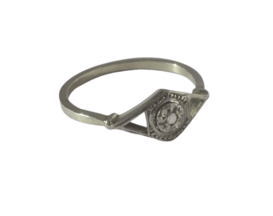 Bague 52 Art déco - Bague en or blanc, platine et diamant 58 Facettes