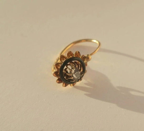 Boucles d'oreilles Boucle d’oreille dormeuse provençale XIXe en or rose 18 ct et diamant 58 Facettes