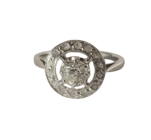 Bague 53 Bague Art déco en or blanc, platine et diamants 58 Facettes