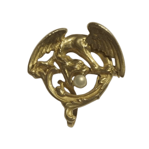Broche Broche chimère en or jaune 18 carats et perle 58 Facettes