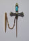 Broche Broche épingle - Épée en or rose 18 carats, diamants, perles et turquoise 58 Facettes