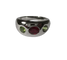 Bague 57 Bague jonc en or blanc, rubis et péridots 58 Facettes