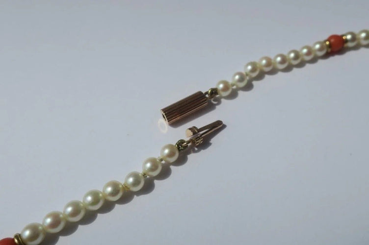 Collier Collier choker or rose perles de culture Akoya corail 58 Facettes