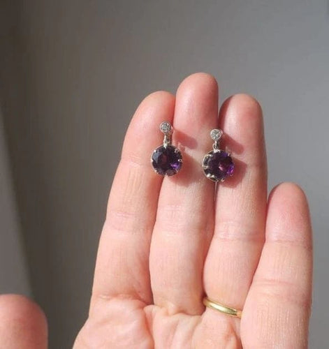 Boucles d'oreilles Boucles d’oreilles dormeuses améthyste or et argent 58 Facettes