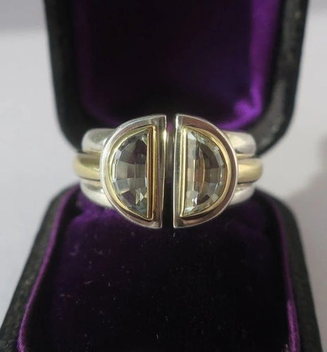 Bague 49 Christofle Variations - Bague en or jaune, argent et aigues-marines 58 Facettes