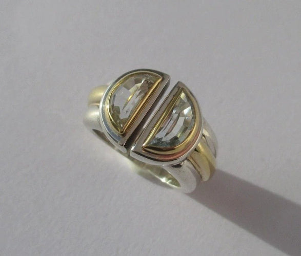 Bague 49 Christofle Variations - Bague en or jaune, argent et aigues-marines 58 Facettes