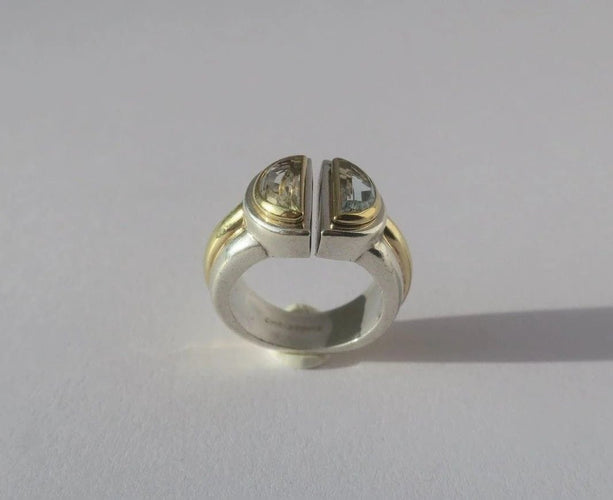 Bague 49 Christofle Variations - Bague en or jaune, argent et aigues-marines 58 Facettes