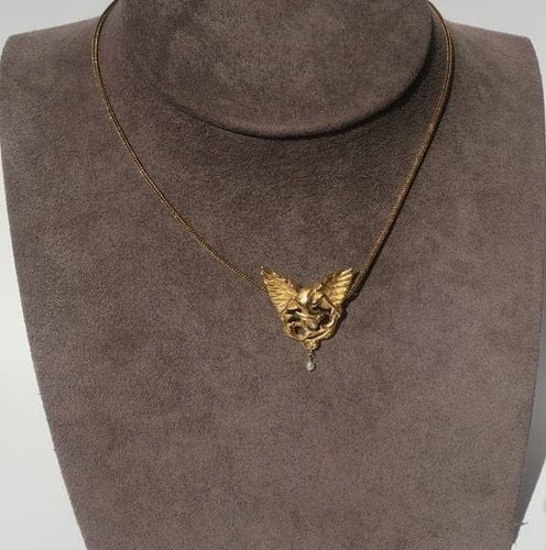 Pendentif Broche-pendentif chimère 1900 en or jaune et perles 58 Facettes