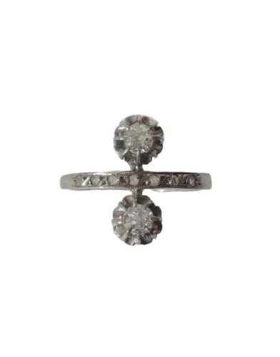 Bague 50 Belle Époque - Bague Toi et Moi en or blanc, platine et diamants 58 Facettes