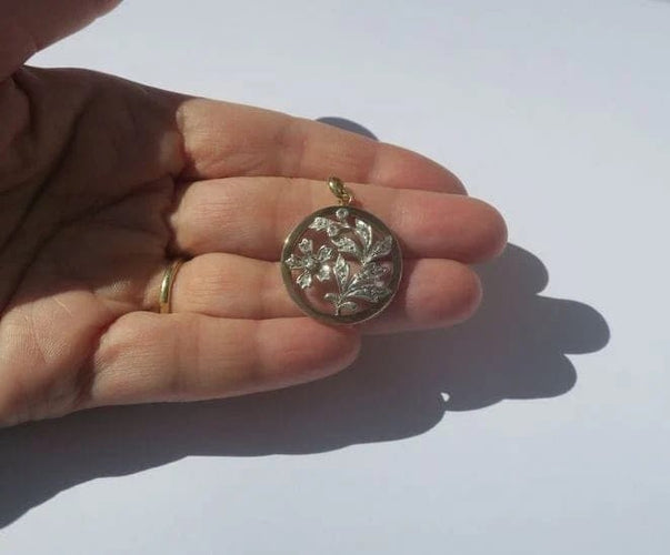 Pendentif Art nouveau - Pendentif fleur en or rose 18 ct et diamants 58 Facettes