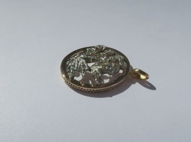 Pendentif Art nouveau - Pendentif fleur en or rose 18 ct et diamants 58 Facettes