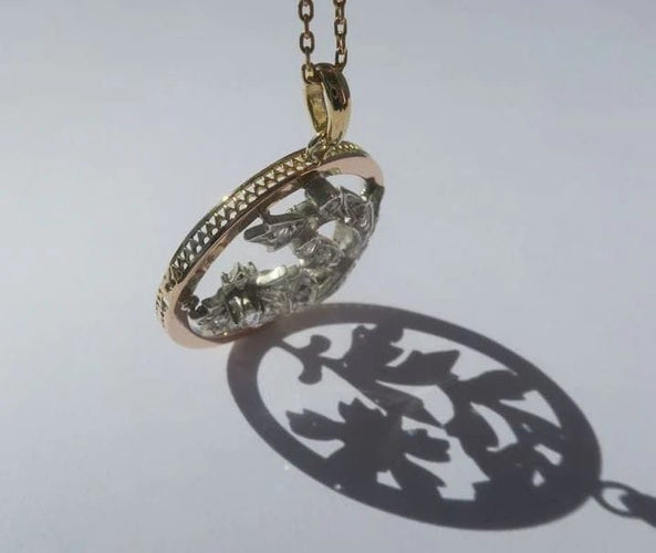 Pendentif Art nouveau - Pendentif fleur en or rose 18 ct et diamants 58 Facettes