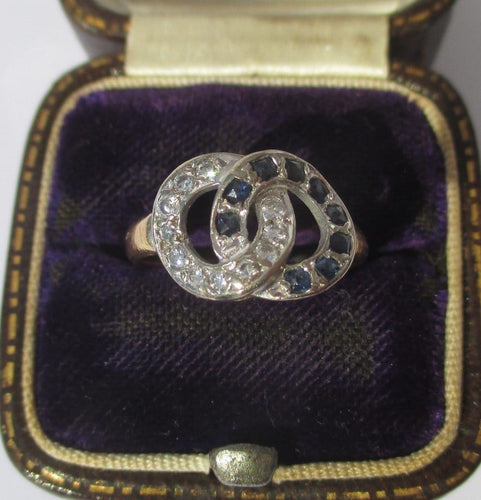 Bague 51 Bague de promesse en or jaune et blanc, diamants et saphirs 58 Facettes