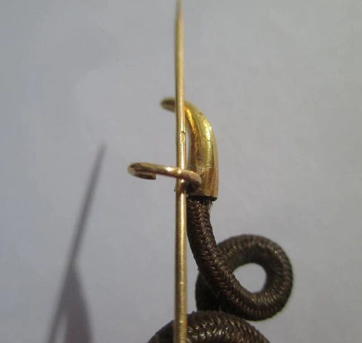 Broche Broche serpent XIXe en cheveux, or rose et turquoise 58 Facettes