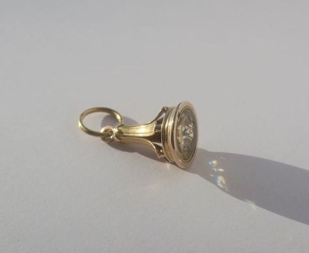 Pendentif Pendentif sceau - Citrine chiffrée MR en or rose 18 carats 58 Facettes