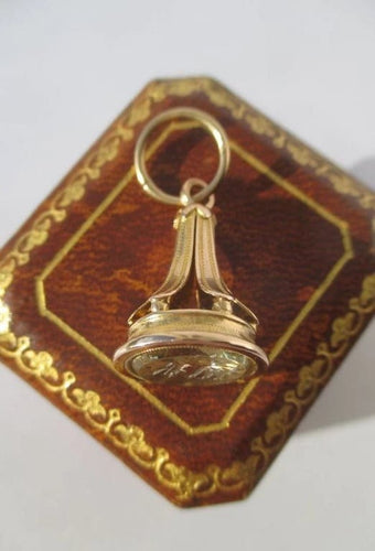 Pendentif Pendentif sceau - Citrine chiffrée MR en or rose 18 carats 58 Facettes