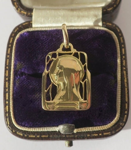 Pendentif Médaille Art déco - Pendentif Vierge Marie en or jaune 58 Facettes