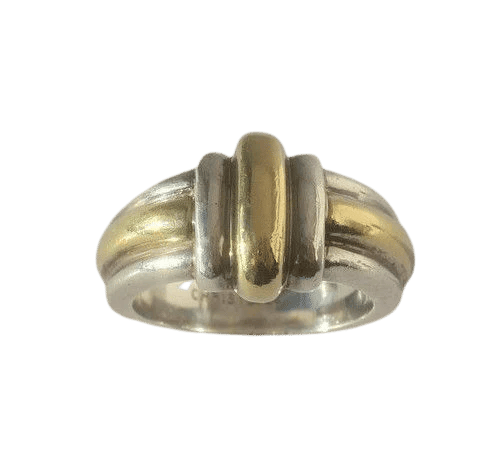 Bague 47 Christofle - Bague jonc godrons en or 18 carats et argent 58 Facettes