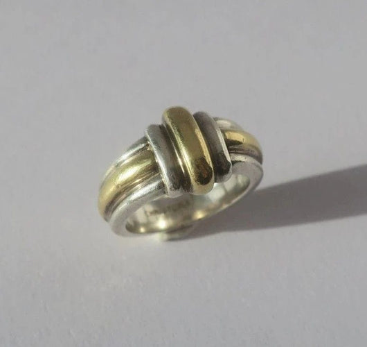 Bague 47 Christofle - Bague jonc godrons en or 18 carats et argent 58 Facettes