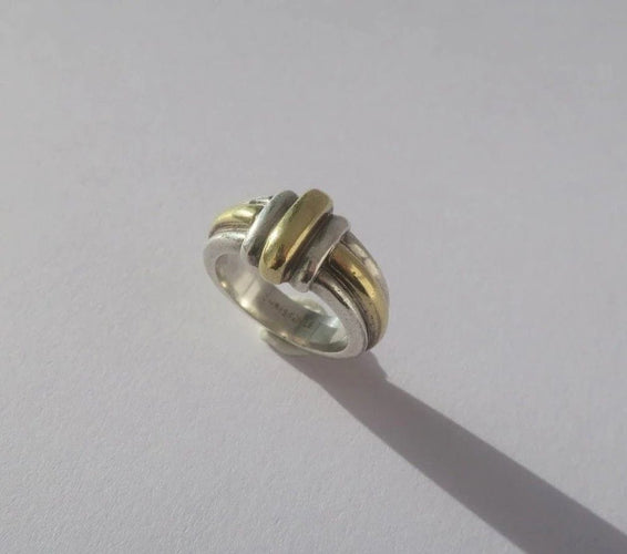 Bague 47 Christofle - Bague jonc godrons en or 18 carats et argent 58 Facettes
