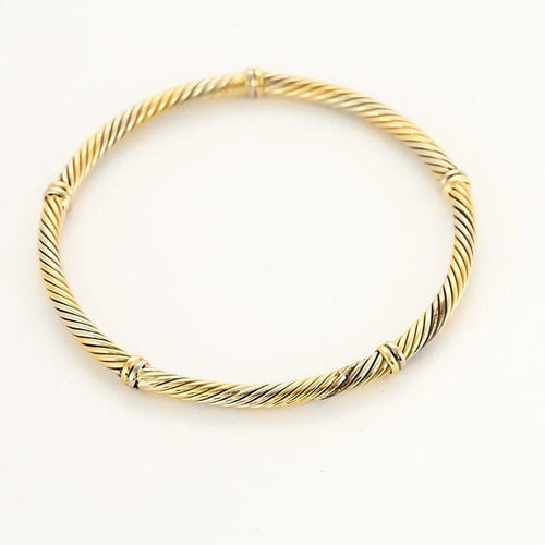 Bracelet Bracelet jonc torsadé en or jaune et or blanc 18K 58 Facettes