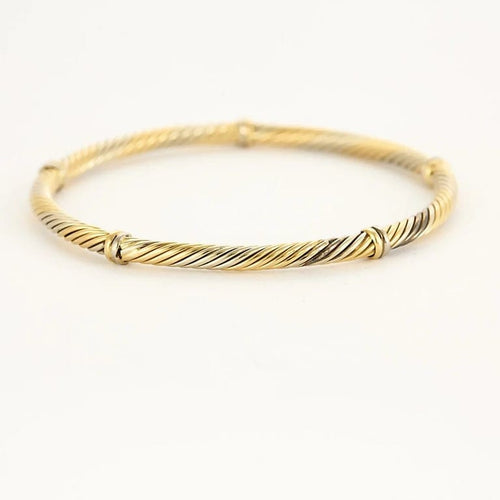 Bracelet Bracelet jonc torsadé en or jaune et or blanc 18K 58 Facettes