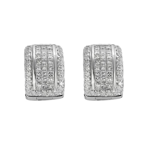 Boucles d'oreilles Créoles - Boucles d'oreilles en or blanc 750 et diamants 58 Facettes