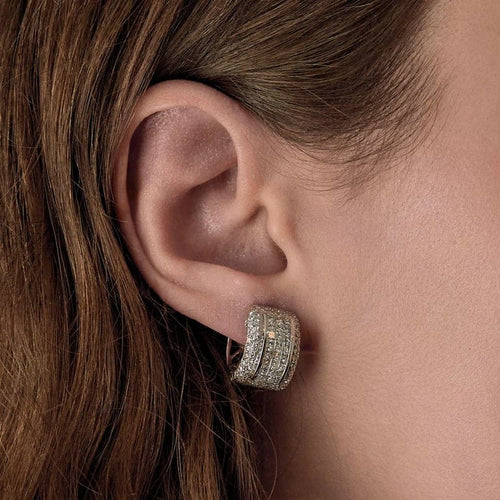 Boucles d'oreilles Créoles - Boucles d'oreilles en or blanc 750 et diamants 58 Facettes