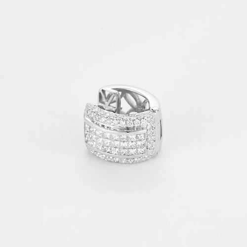 Boucles d'oreilles Créoles - Boucles d'oreilles en or blanc 750 et diamants 58 Facettes