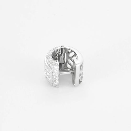 Boucles d'oreilles Créoles - Boucles d'oreilles en or blanc 750 et diamants 58 Facettes