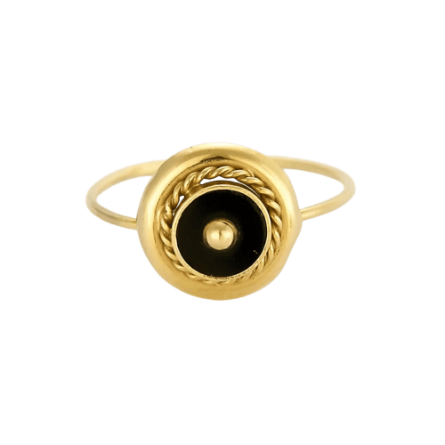 Bague 56 Bague vintage en or jaune 18K et onyx 58 Facettes