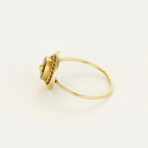 Bague 56 Bague vintage en or jaune 18K et onyx 58 Facettes