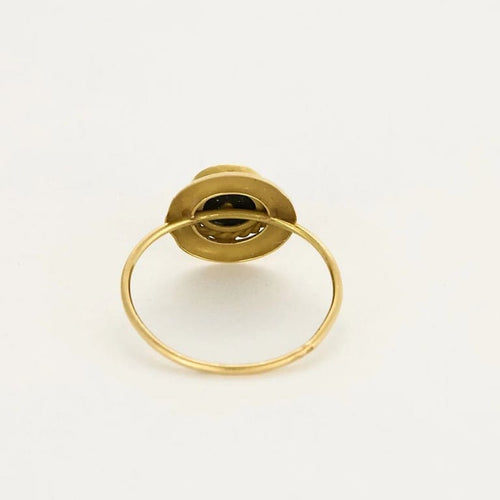 Bague 56 Bague vintage en or jaune 18K et onyx 58 Facettes