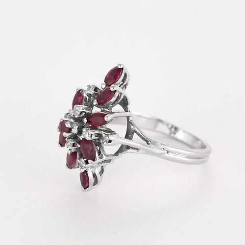 Bague 56 Bague Panier vintage en or blanc, diamants et rubis 58 Facettes