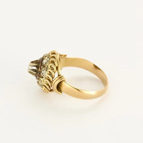 Bague 54 Bague ancienne en or jaune 18K et diamants 58 Facettes