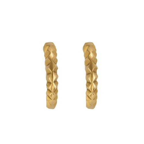 Boucles d'oreilles Créoles anciennes ciselées en or jaune 18K 58 Facettes