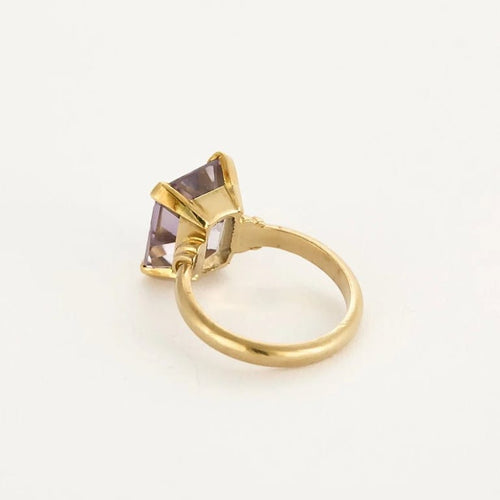 Bague 49 Bague ancienne en or jaune 18K avec améthyste 58 Facettes