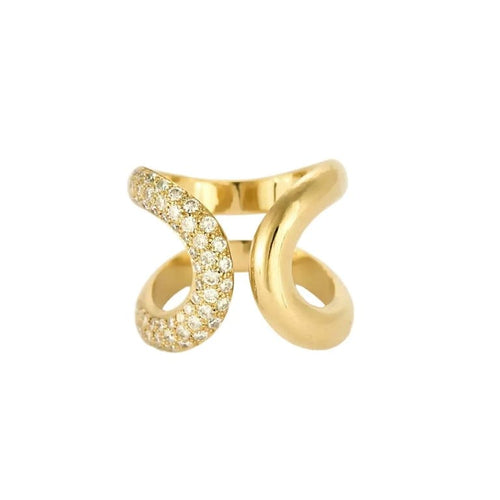 Bague 56 Bague double boucle en or jaune 18k et diamants 58 Facettes