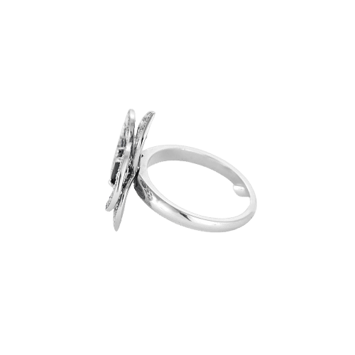 Bague 55.5 Orchidée - Bague en or blanc 18 k, diamants et saphirs 58 Facettes