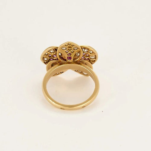 Bague 55.5 Orchidée - Bague en or rose 18k avec diamants et rubis 58 Facettes