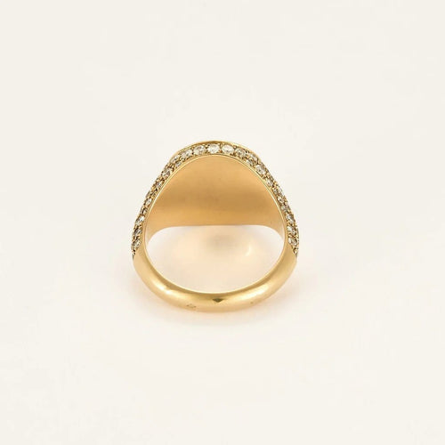 Bague 56 Bague chevalière en or rose 18k pavée de diamants 58 Facettes